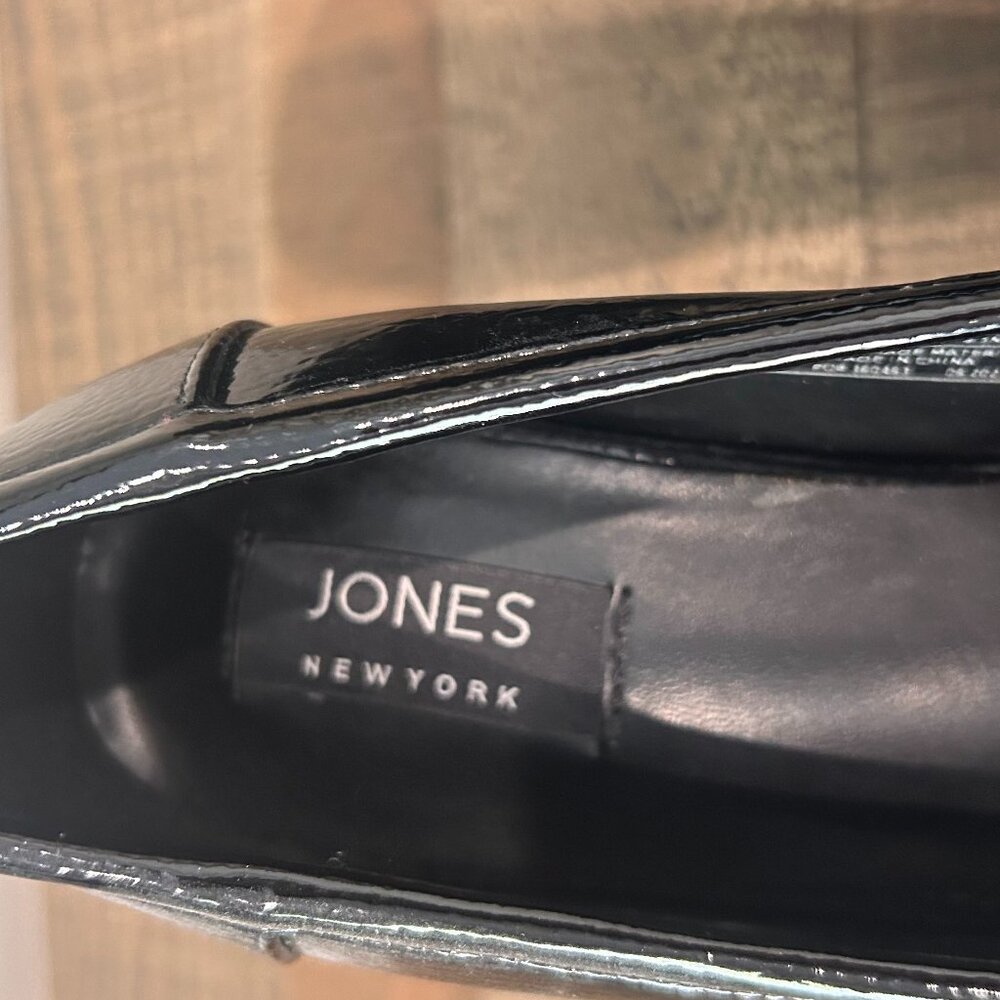Jones New York Cyrena Black Patent Leather Block Heel Shoes - Picture 5 of 10